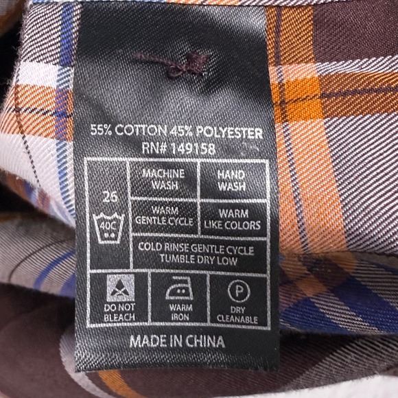 Mens Public Record Plaid Button Down‎ Shirt Brown Blue Orange Corduroy XL - Picture 5 of 8